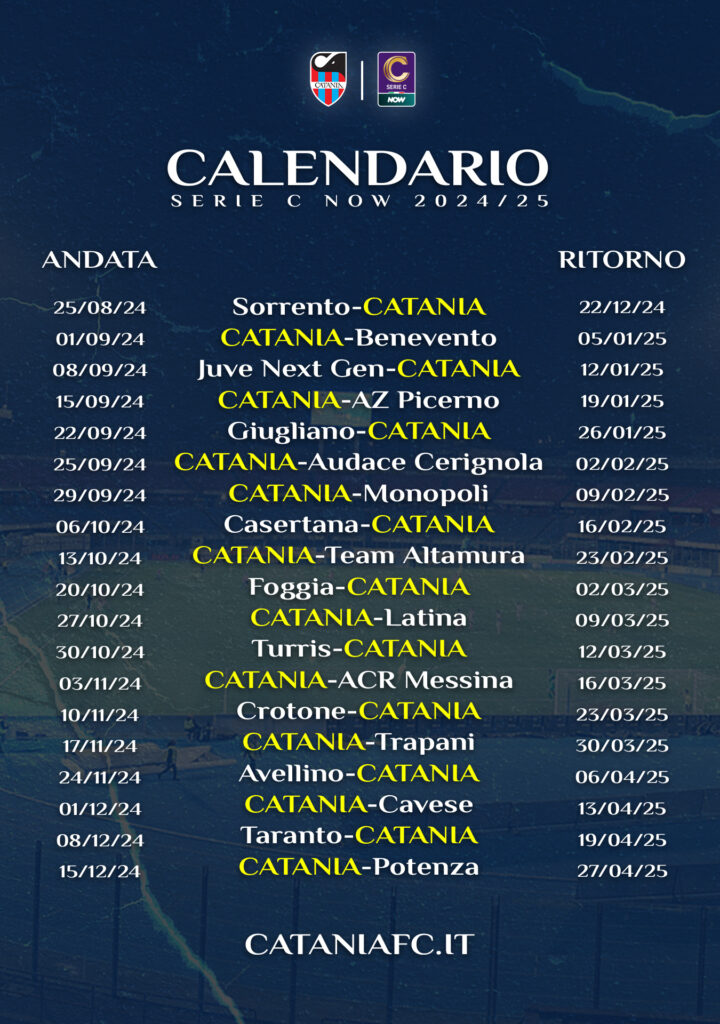 calendario catania serie c 2025
