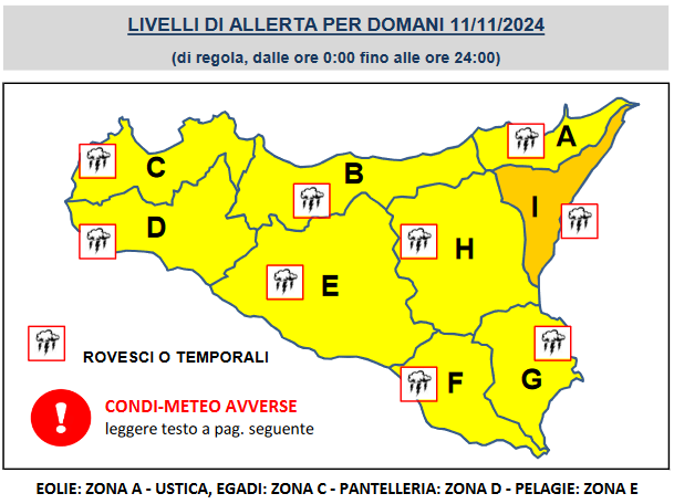 allerta meteo sicilia 11 novembre 2024